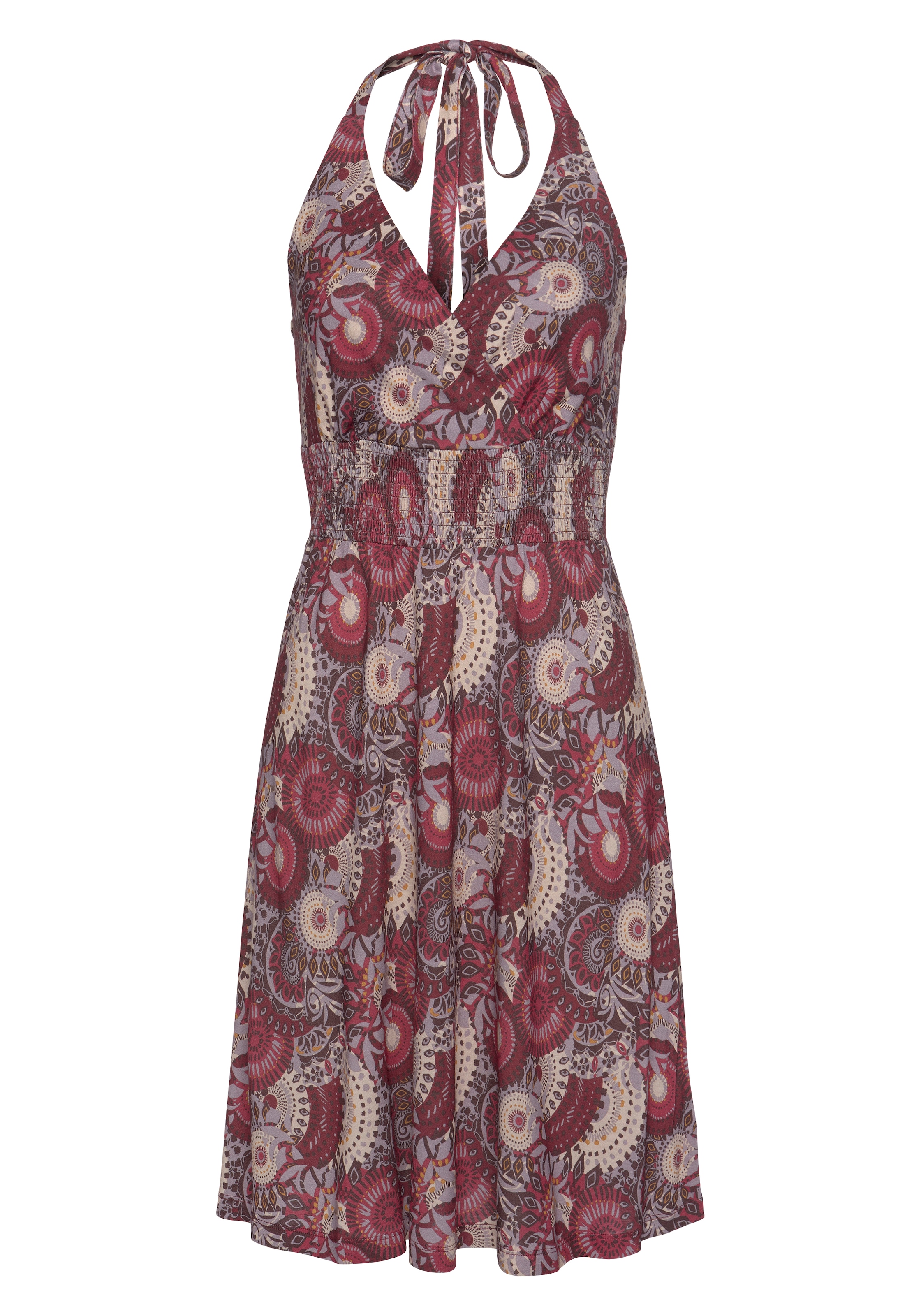 LASCANA Neckholderkleid mit Alloverprint und V-Ausschnitt, Sommerkleid, Strandkleid