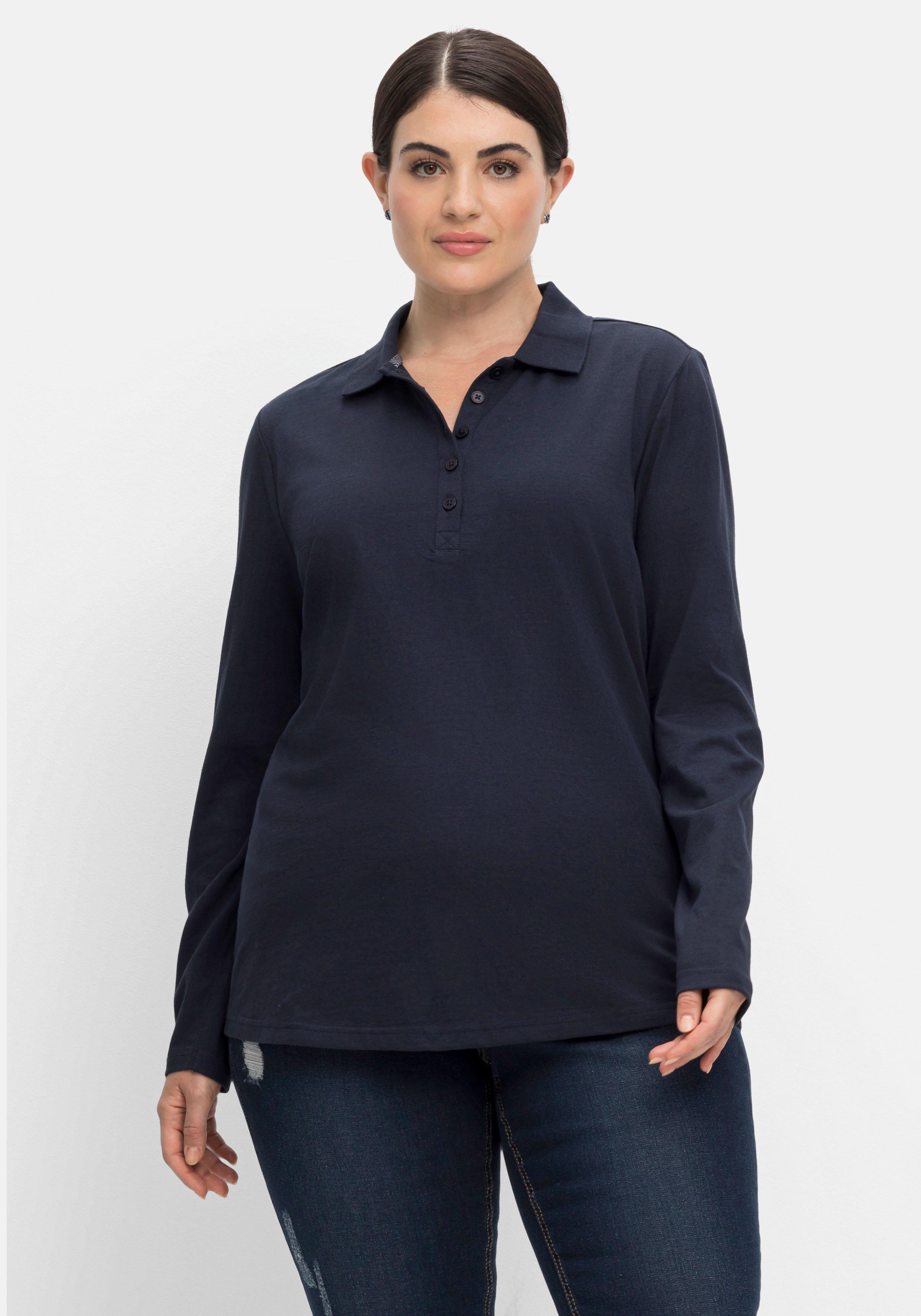 Poloshirt mit kurzer Knopfleiste, in feiner Melange