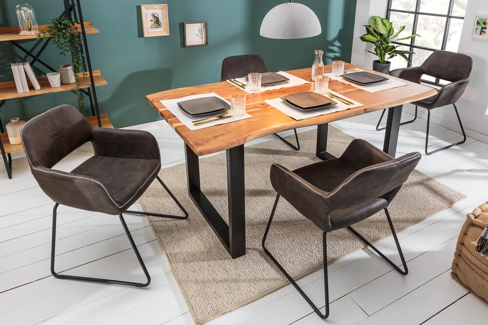 riess-ambiente Stuhl MUSTANG - antik grau Microfaser mit Armlehne