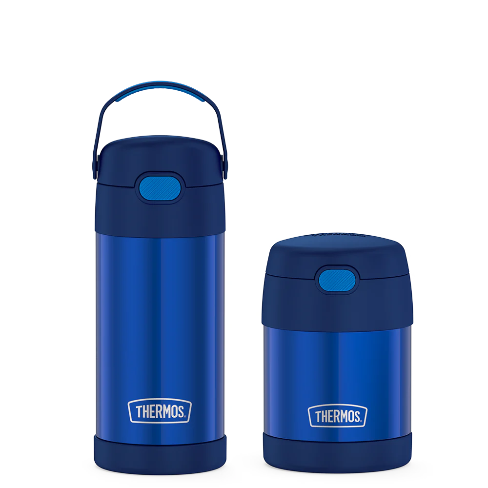 10oz FUNTAINER® FOOD JAR -NAVY,12oz FUNTAINER® WATERBOTTLE - NAVY