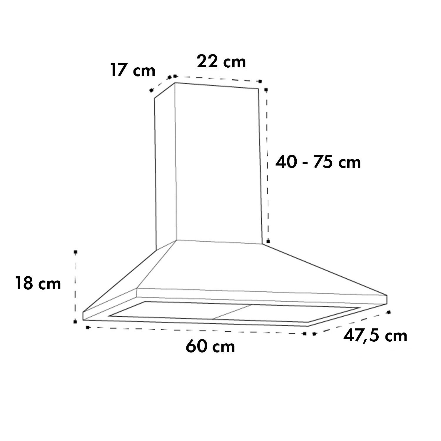 Zugspitze 60 Dunstabzugshaube Wandhaube 65W 310m³/h LED