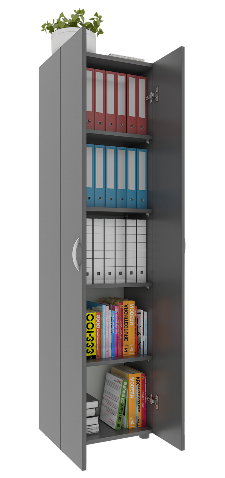 Büroschrank ULAS - anthrazit - 5 Fächer - 49 cm
