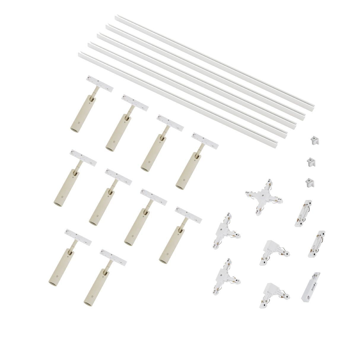 Modern railsysteem met 10 spots beige met wit 1-fase - Slimline Uzzy