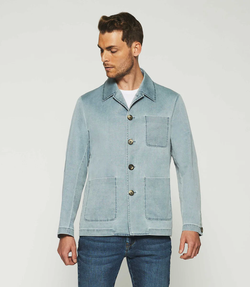 Veste en coton lin bleue AQUA