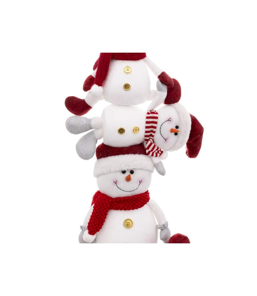 Lot de 3 Bonhommes de Neige Pyramide 75cm Blanc