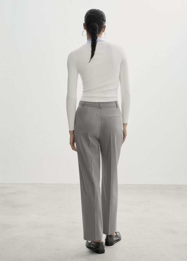 MANGO Pleated straight trousers Lt pastel grey