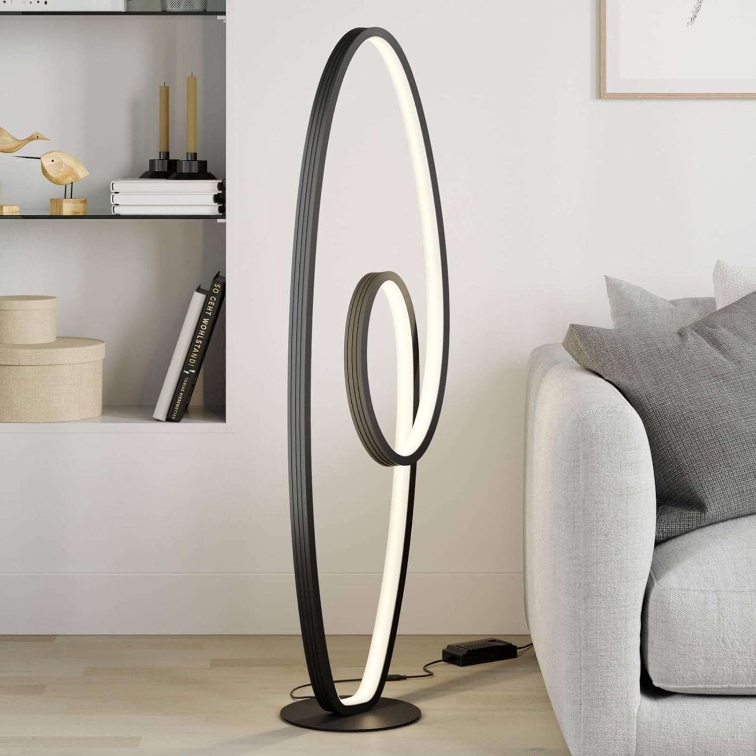 Lucande LED Stehlampe Bronwyn dimmbar (Modern) in Schwarz aus Aluminium (1 flammig,) - Stehleuchte Floor Lamp Standleuchte Wohnzimmerlampe Wohnzimmerleuchte