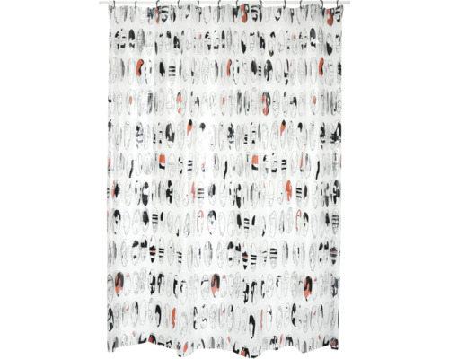 MSV Graphic Design PEVA douchegordijn, 180 x 200 cm, rood, zwart, transparant