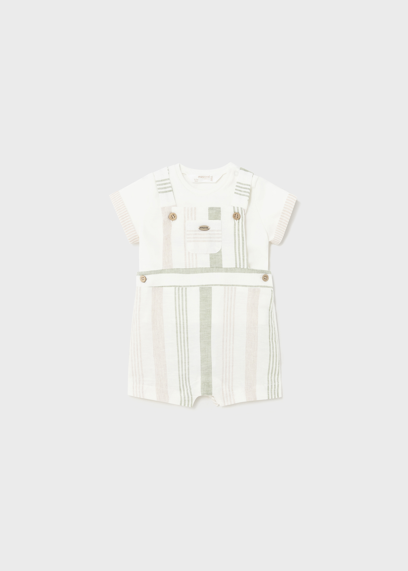 Conjunto Niagara de 2 peças em linho europeu com riscas para recém-nascidos.