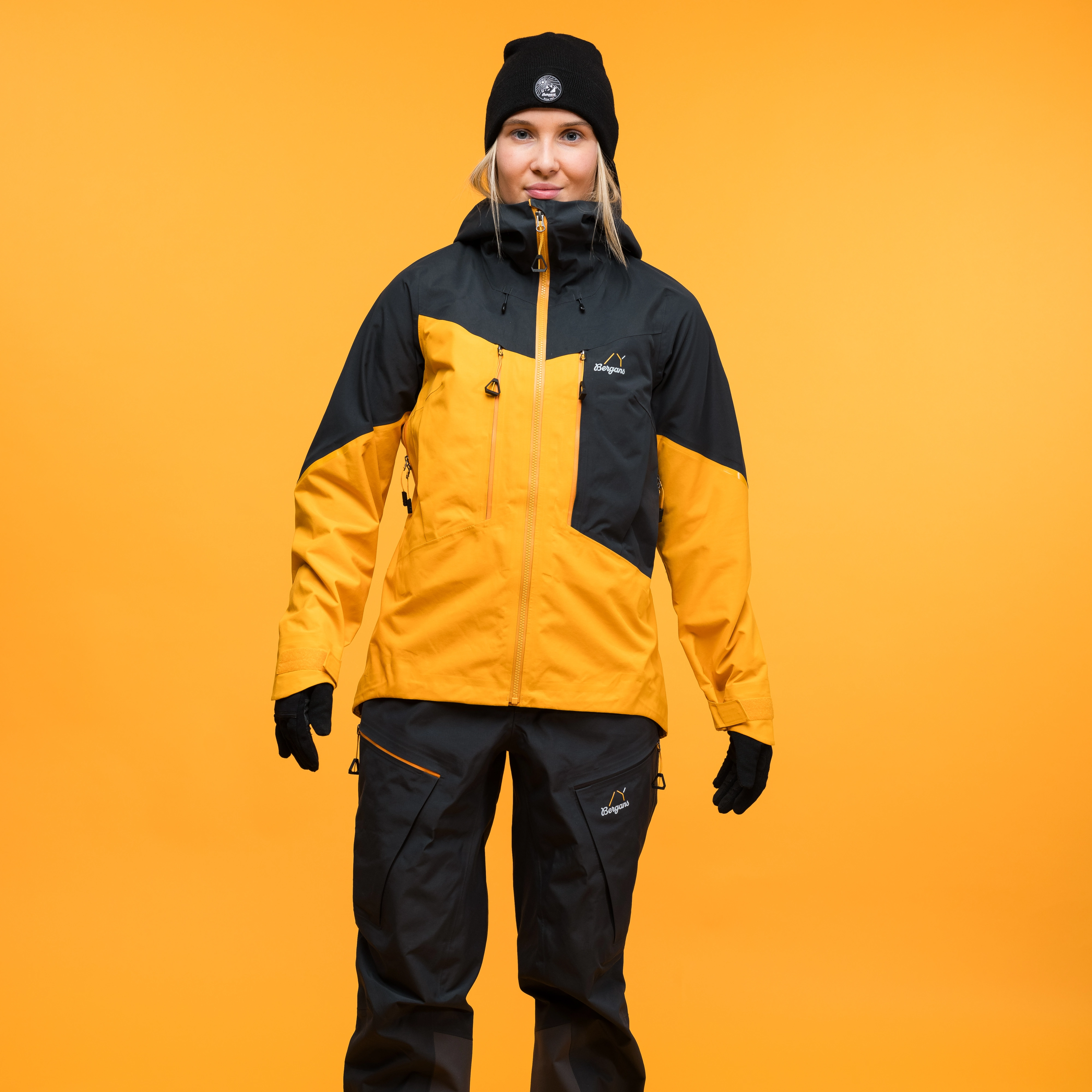 Y MountainLine Bold 3L Shell Jacket Women Mango Yellow / Dark Shadow Grey