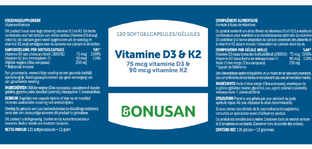 Bonusan Vitamine D3 & K2 Softgel Capsules 120SG