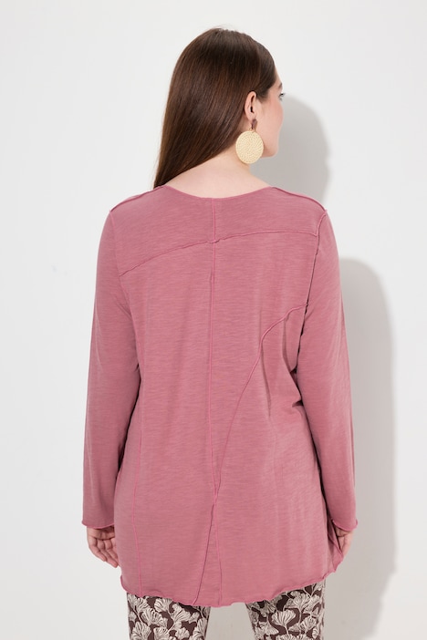 Shirt, Ziernähte, V-Ausschnitt, 3/4-Arm, Biobaumwolle