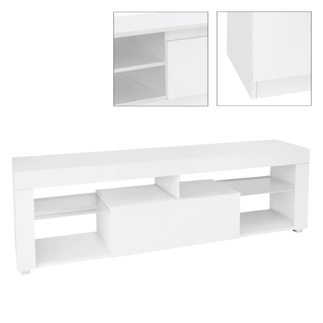 ML Design Wood Træ TV Lowboard i White, 140x51x35 cm, moderne tv-kort med