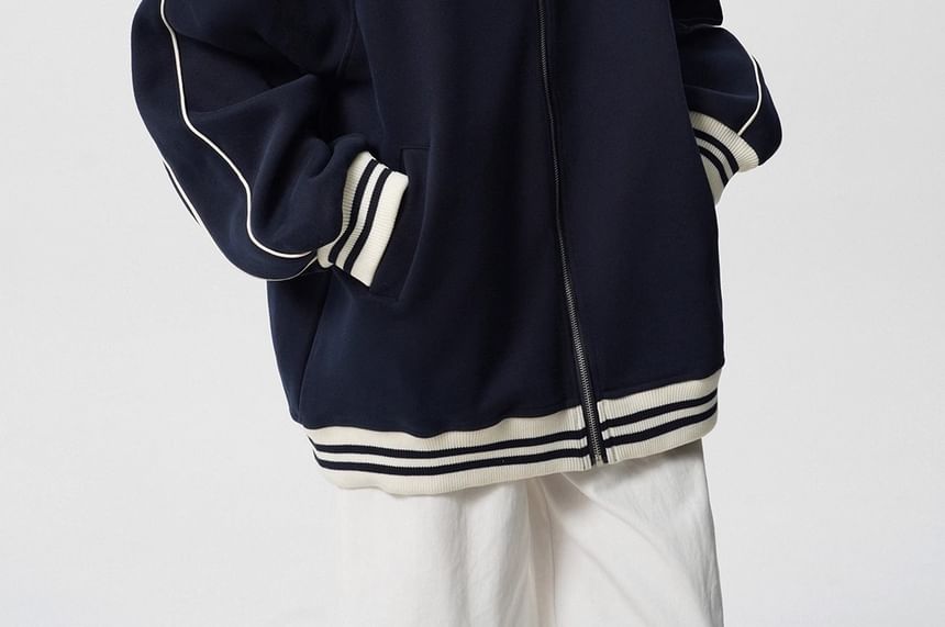Neonity Wear - Gestreept baseballjack met coltrui en rits