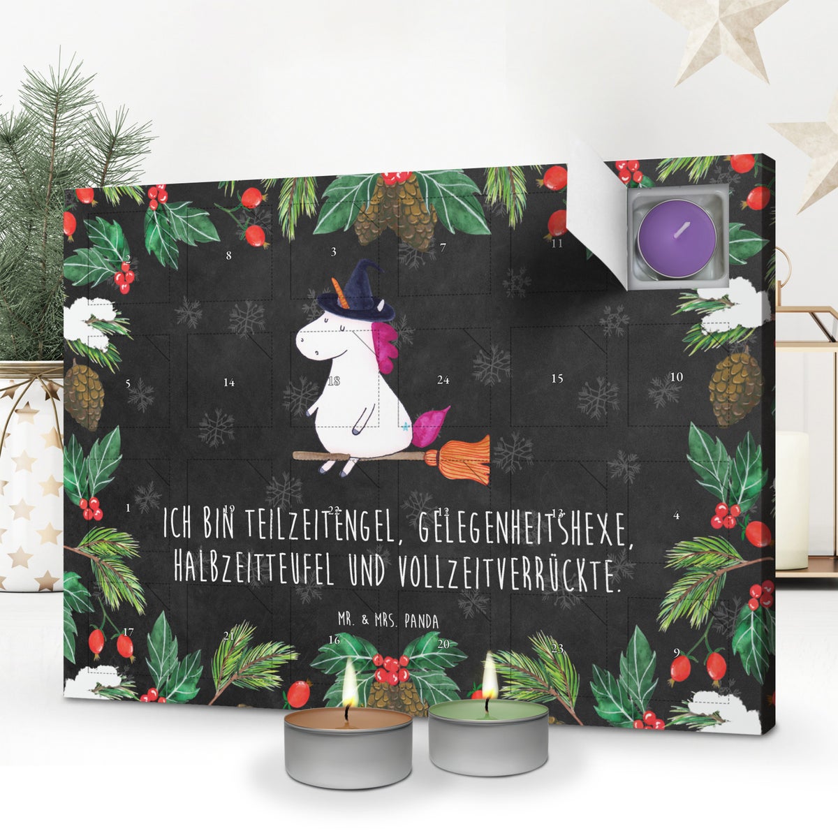Mr. & Mrs. Panda Geurkaars Adventskalender Eenhoorn Heks - Zwart