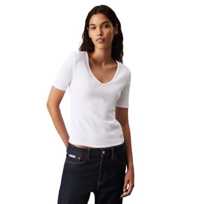Tee-shirt à manches courtes femme Wovenlabel CALVIN KLEIN
