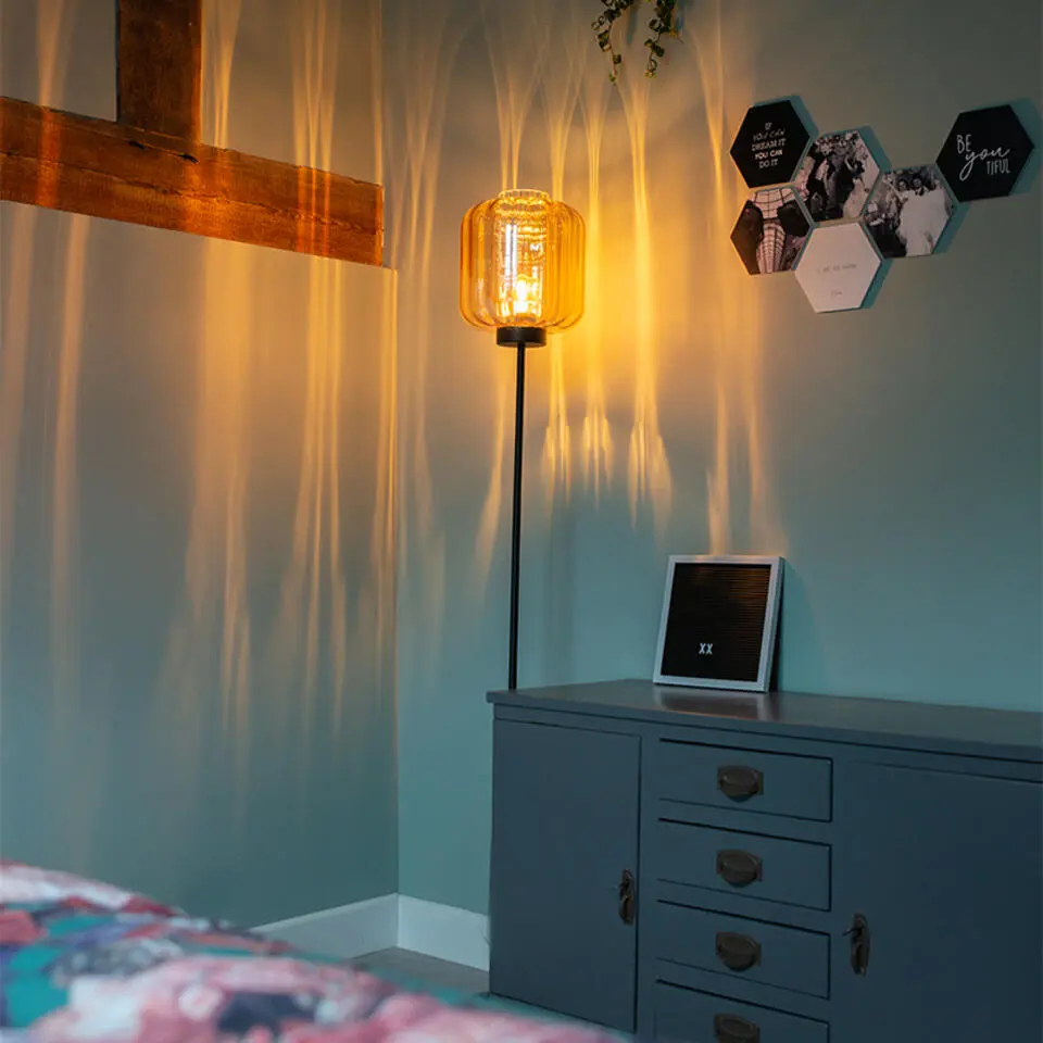 Qazqa vloerlampen qara beige e27