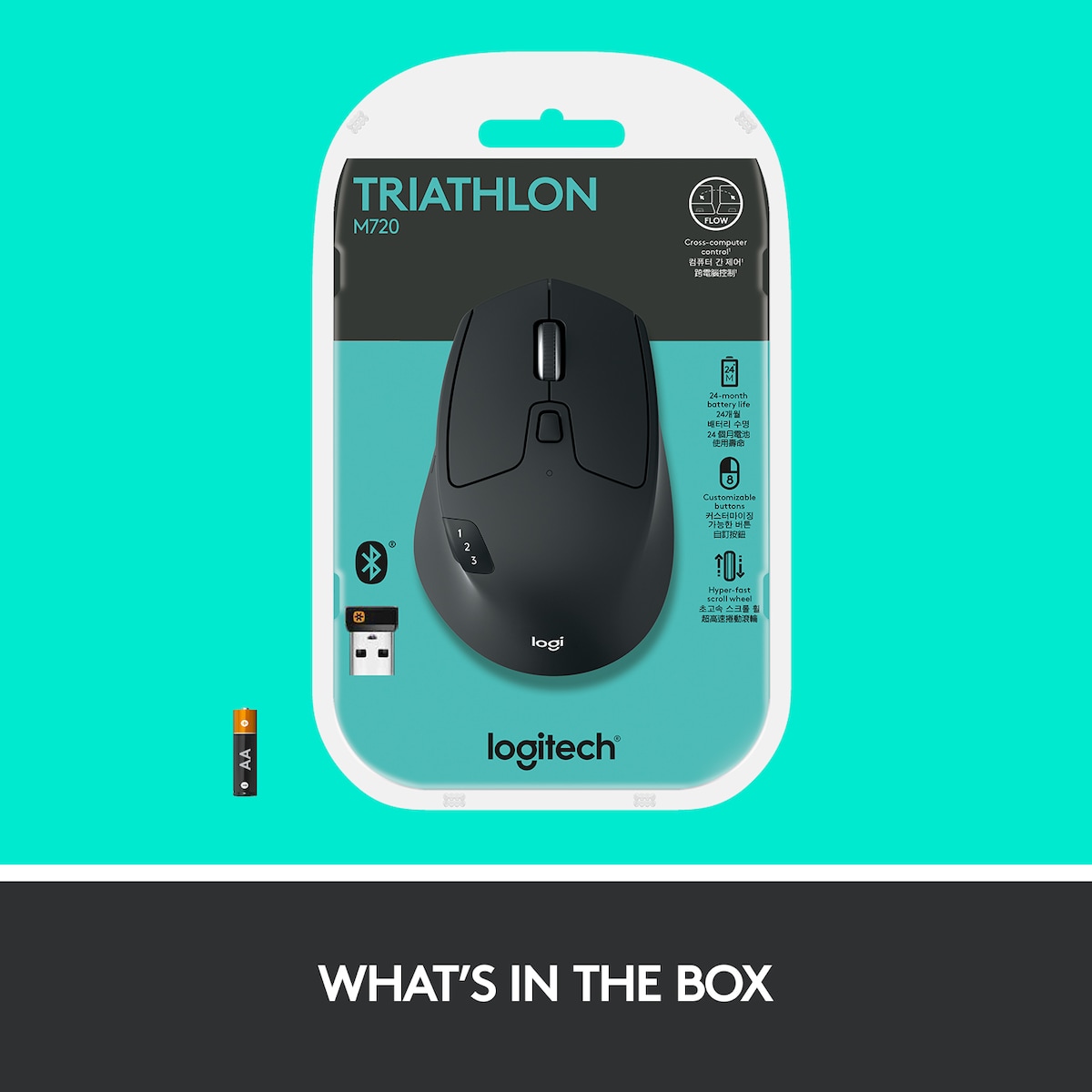 Logitech M720 Triathlon trådløs Bluetooth mus (sort)