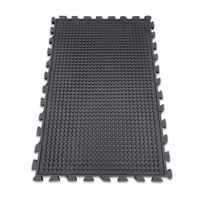 Buffelrubber puzzel stalmat - stalvloer - waterafstotende vloermat - met noppen aan beide zijden - 100 x 100 cm