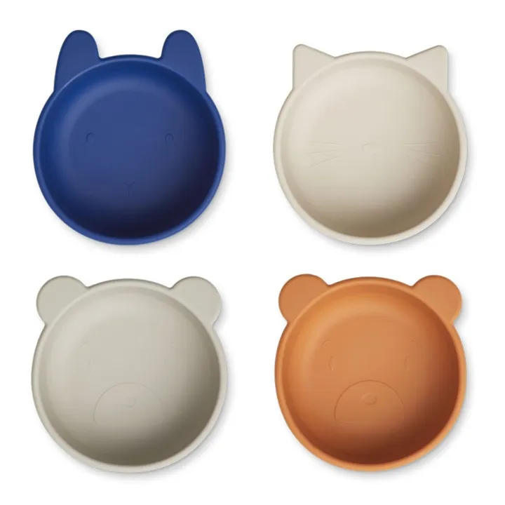 Liewood Bols en silicone Iggy - Set de 4 | Bleu marine