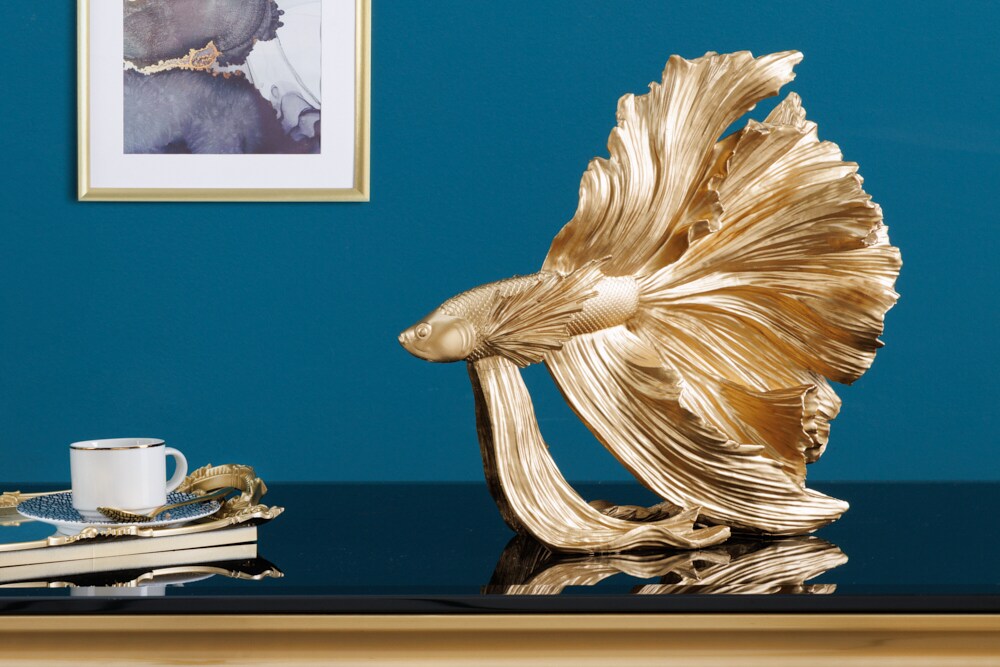 riess-ambiente Skulptur CROWNTAIL - Design Deko Figur Kampffisch 35cm gold Betta Fisch Skulptur