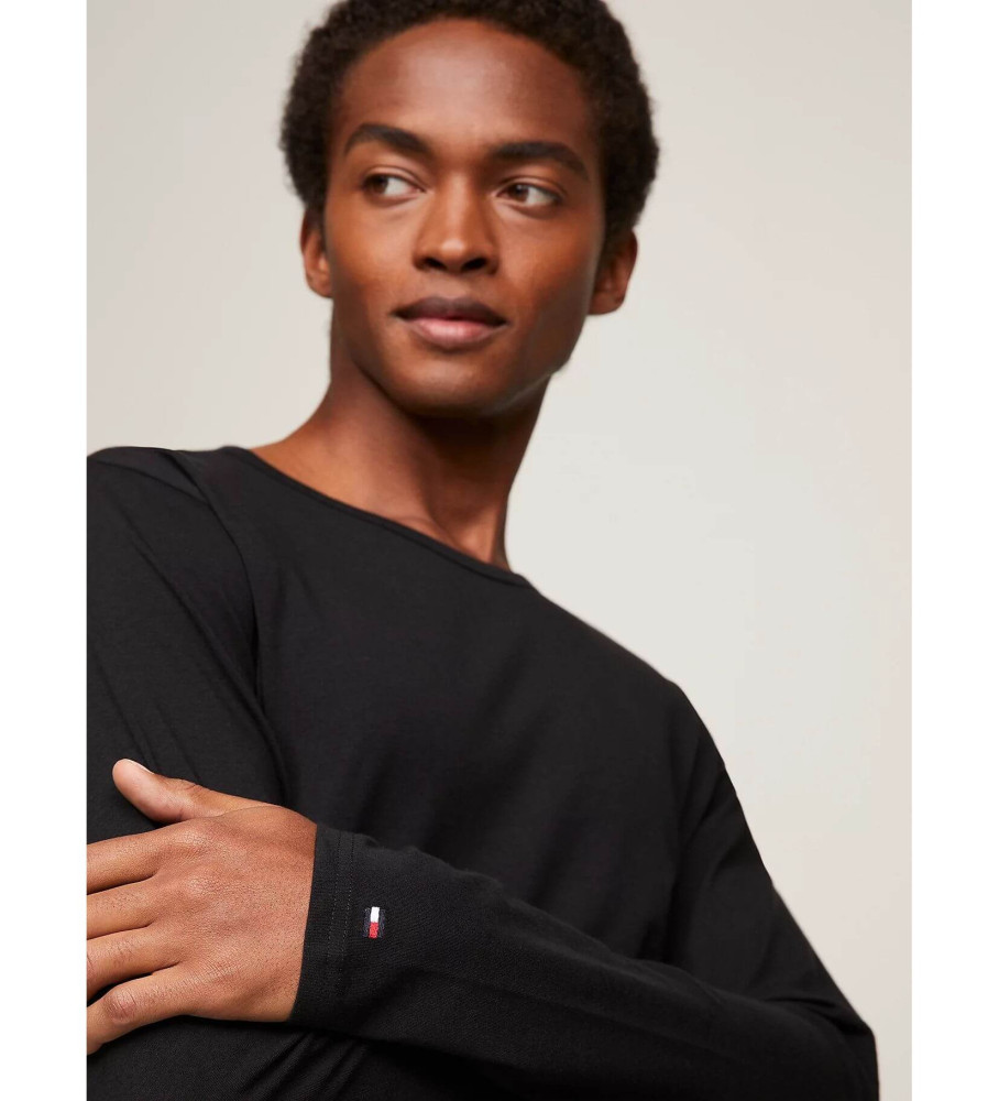 Conjunto de 3 camisetas de manga comprida pretas da Tommy Hilfiger