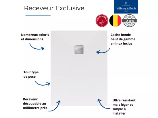 Receveur découpable 170 X 90 VILLEROY ET BOCH Exclusive rectangle blanc
