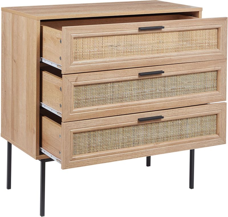 BELIANI PASCO - Dressoir - Lichte Houtkleur - 3-lades - Rotan