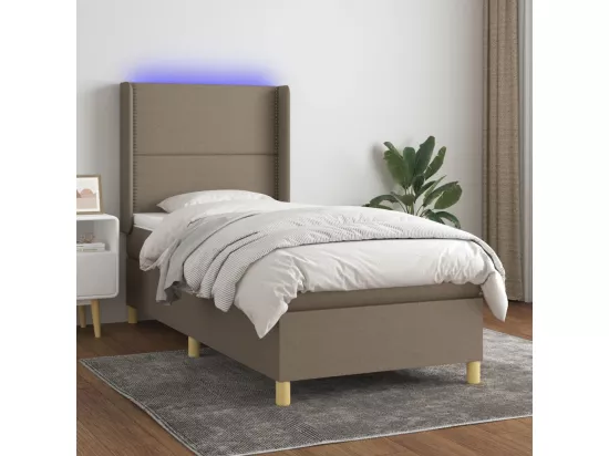 Sommier tapissier avec matelas et LED Taupe 90x190 cm Tissu