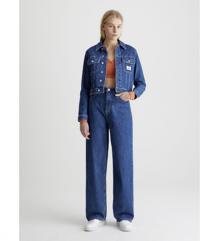 Jaqueta cropped Calvin Klein Jeans azul anos 90