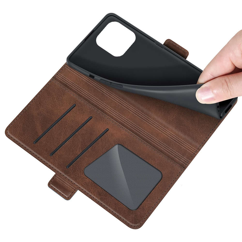 iPhone 13 Pro Vintage Leder Tasche Flip Cover Fashion Design - Braun