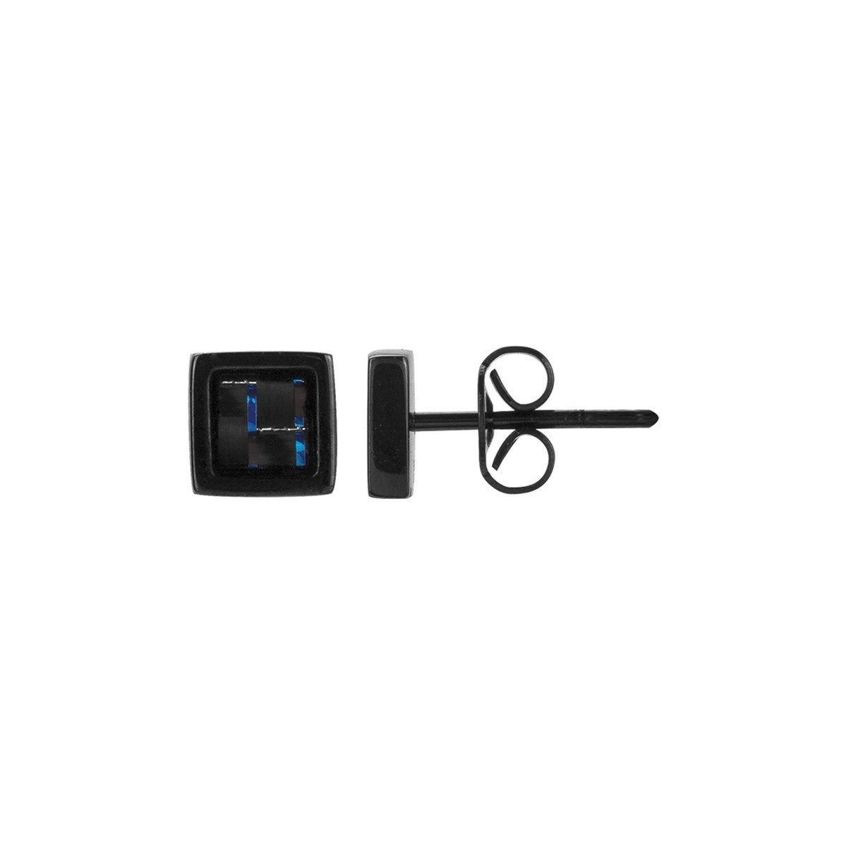 Boucles d'oreilles clous en Acier 316L et carbone - noir brillant