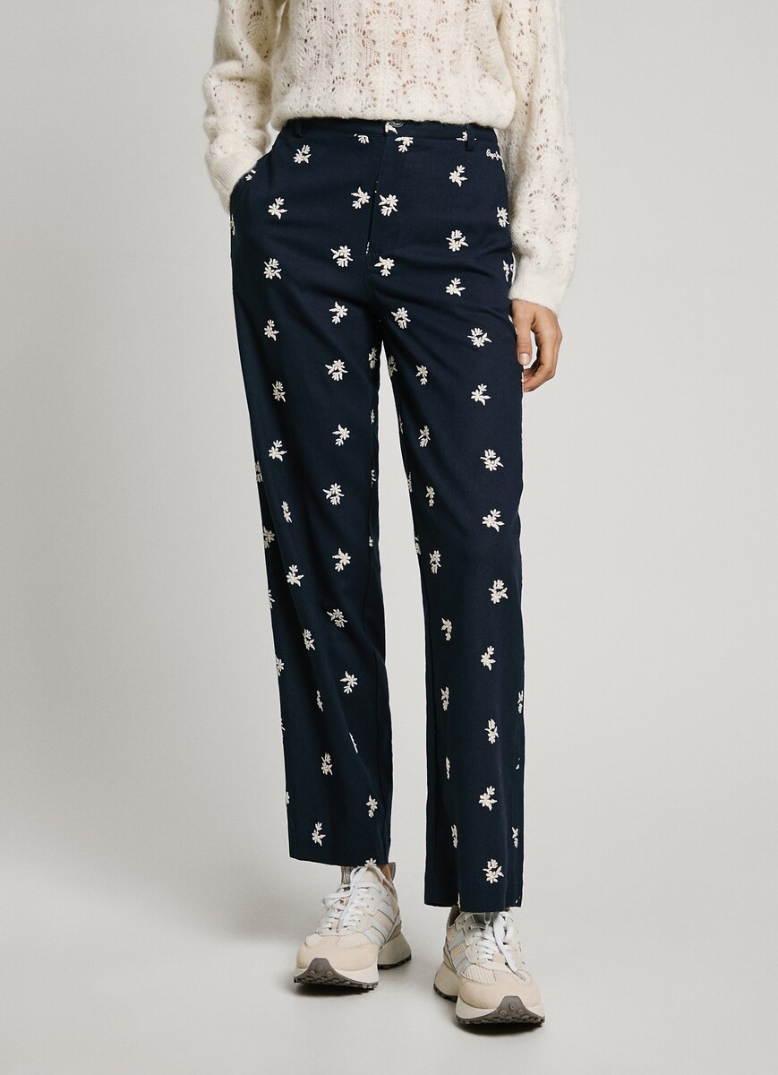 PEPE JEANS<br>Calças retas estampadas