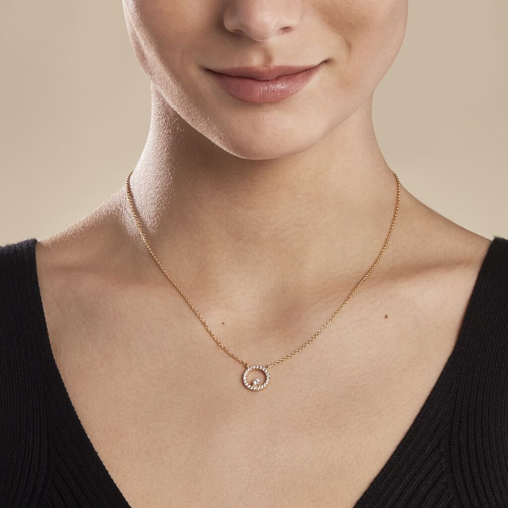 Collier Plaqué Or Lila Oxydes De Zirconium