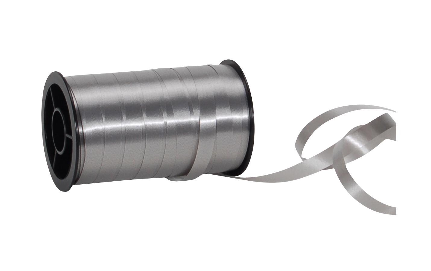 Geschenkband Poly Glatt 7 mm x 20 m, SilberKräuselband für Geschenke