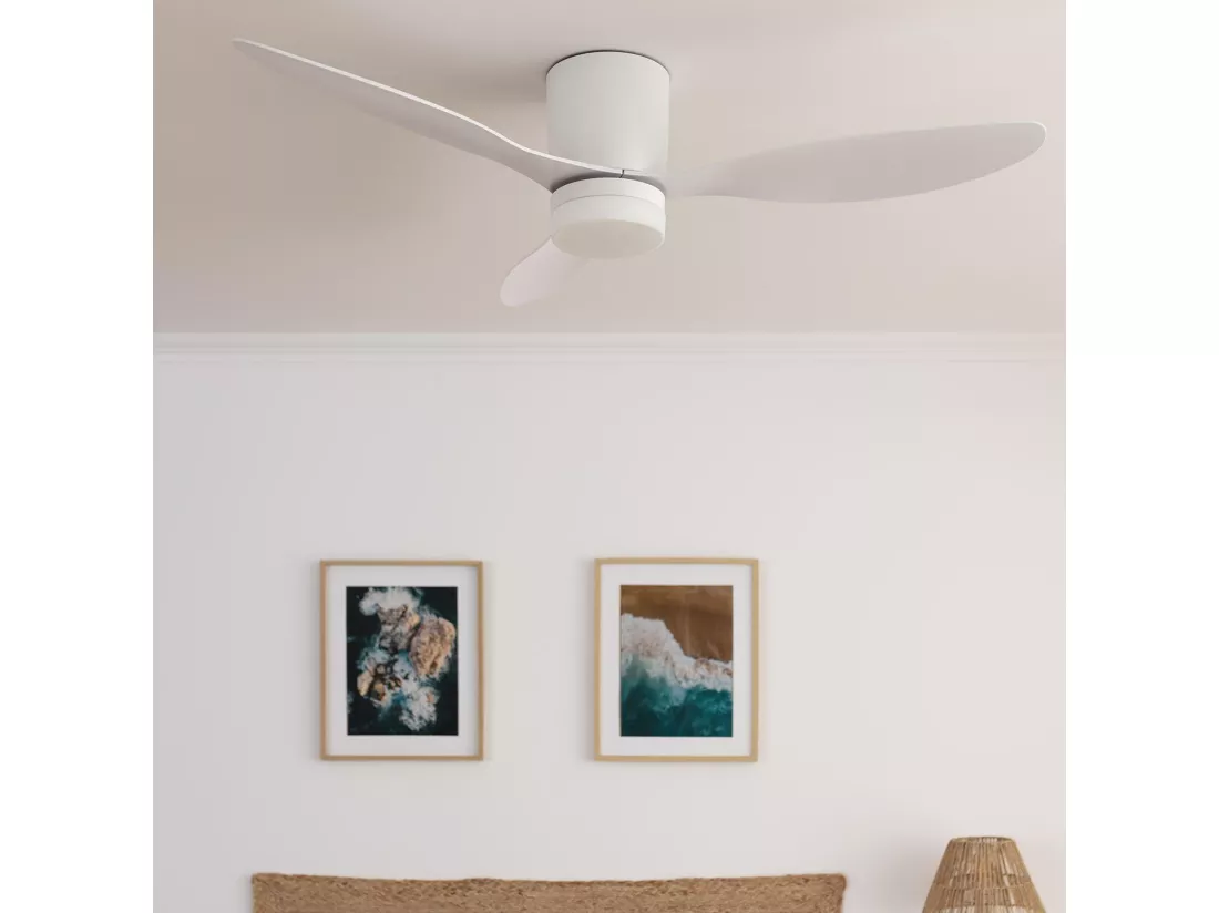 Ventilateur de Plafond Silencieux Weimar Blanc 132cm Moteur DC Télécommande Avec lumière
