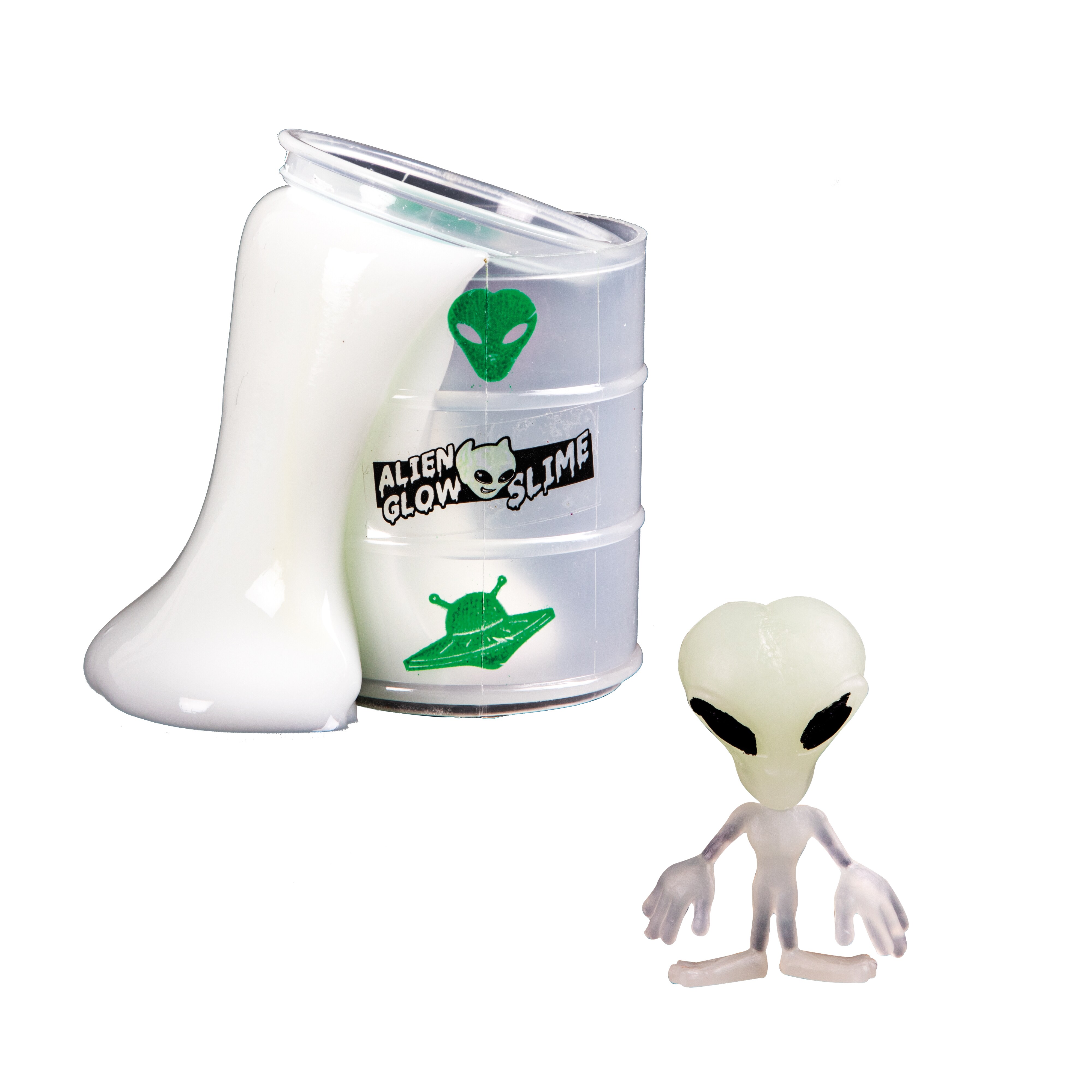 Toi-Toys 35808A - GLOW N FUN Ölfass mit Schleim & Alien Slime Außerirdische Spielschleim