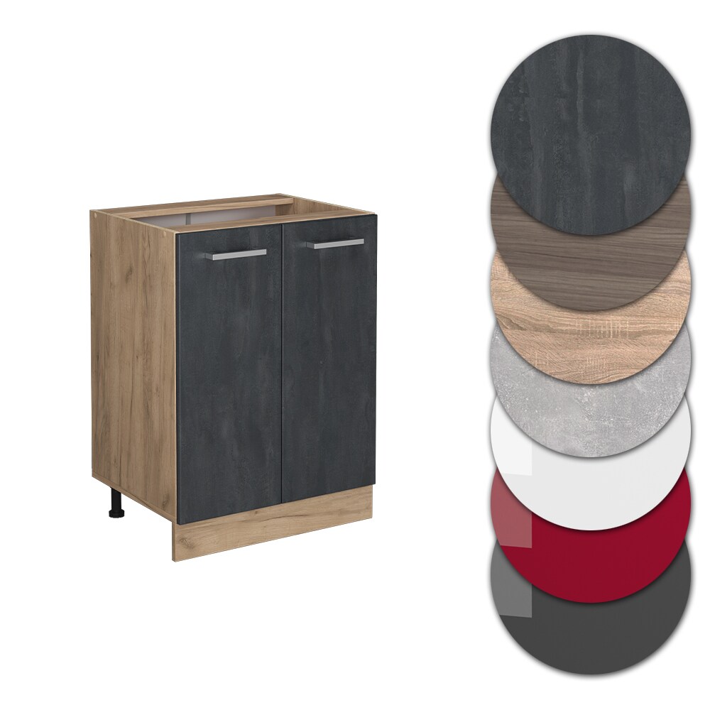 Vicco Unterschrank R-Line Schwarz Beton Eiche 60 cm ohne Arbeitsplatte