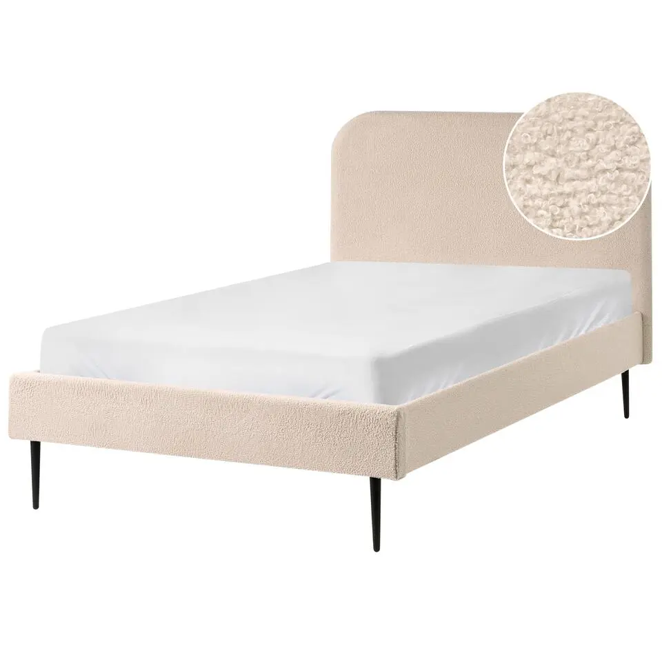 FLAYAT - Eenpersoonsbed - Beige - 120 x 200 cm - Bouclé