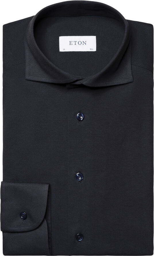ETON Contemporary Fit Navy Blue Solid Four-Flex Stretch Shirt Blå