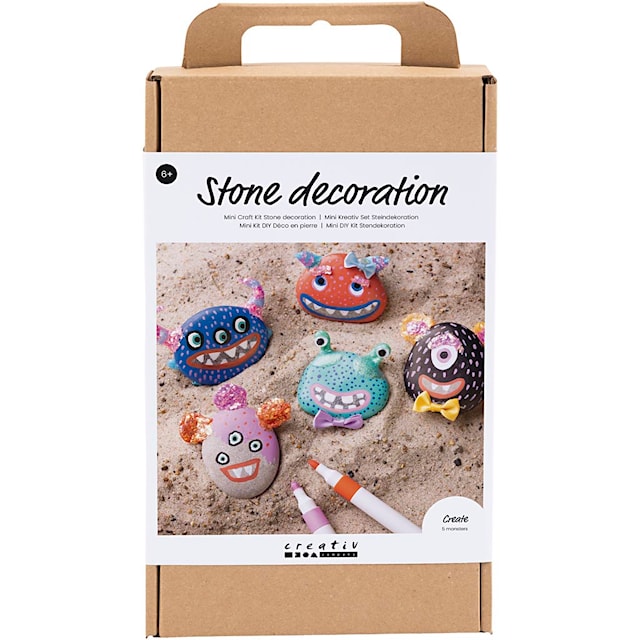 DIY Kit Steindekorasjon, Monster, ass. farger, 1 pk.