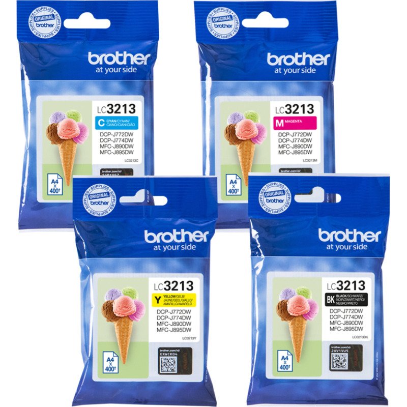 Brother LC3213 Pack 4 cartouches 1 noire + 3 couleurs pour imprimante jet d'encre