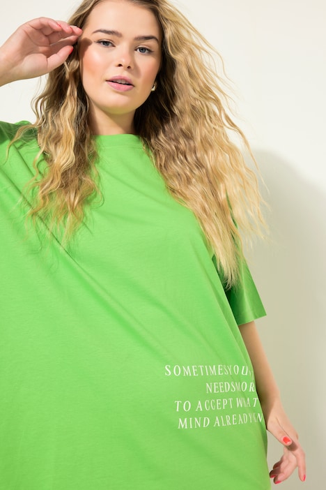 T-Shirt, oversized, Schrift Print, Rundhals, Halbarm