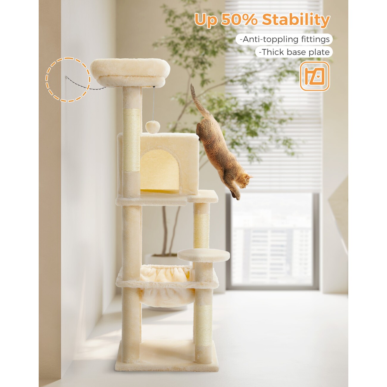 Pawz Road Kratzbaum XL für große Katzen mit Hängematte