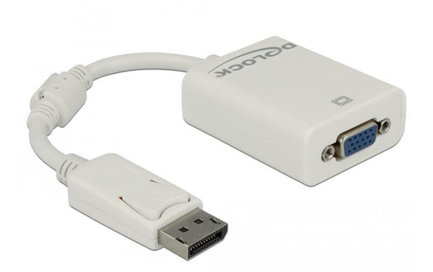 Adapter Displayport - VGA WeissAdapterkabel, DisplayPort-Stecker auf VGA-Buchse