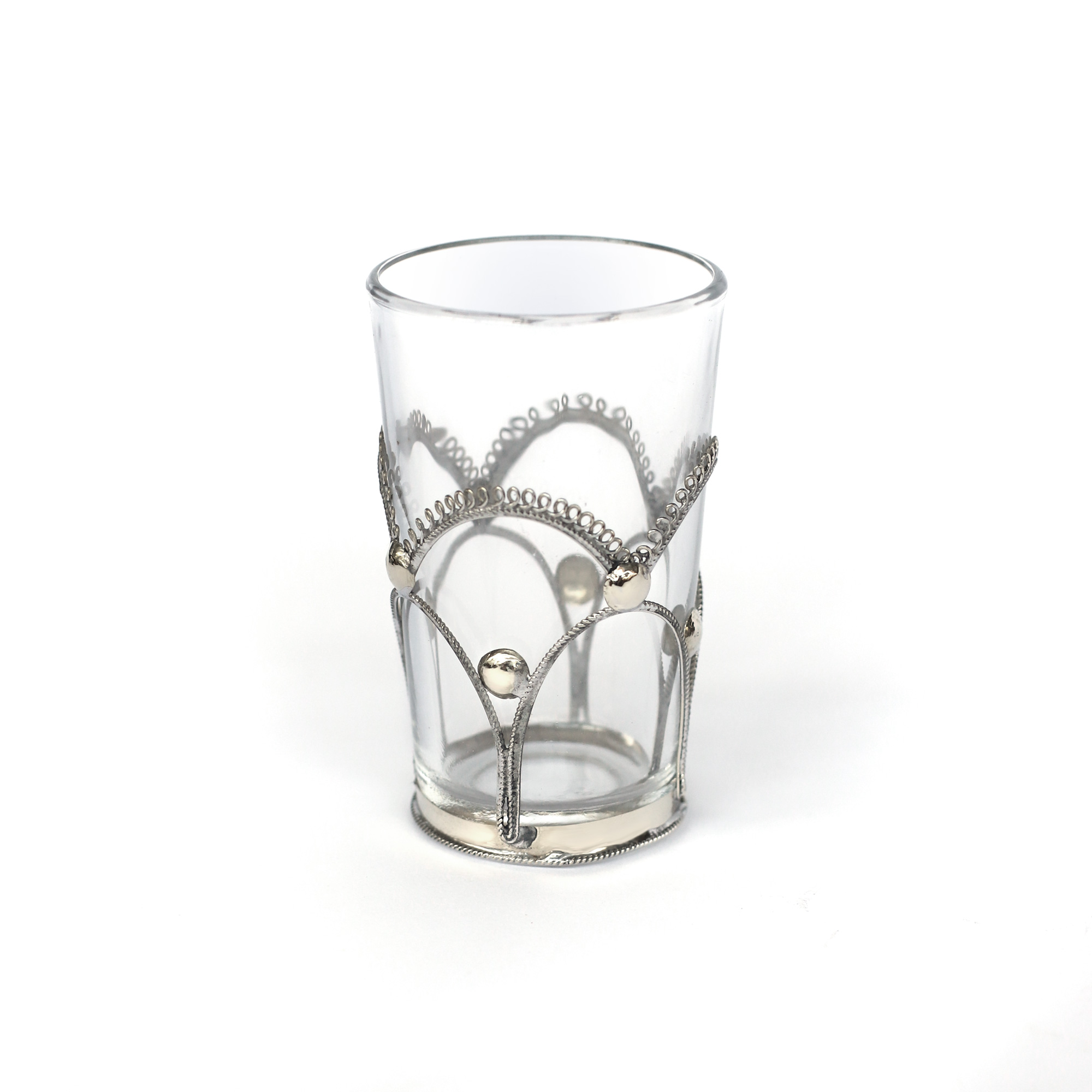 Teeglas 'Tokyo', mit Metallverzierung, H 8 cm, Ø 5 cm zu 5,80
