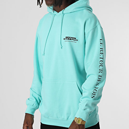 Sweat Capuche Chest And Sleeve Bleu Clair Noir