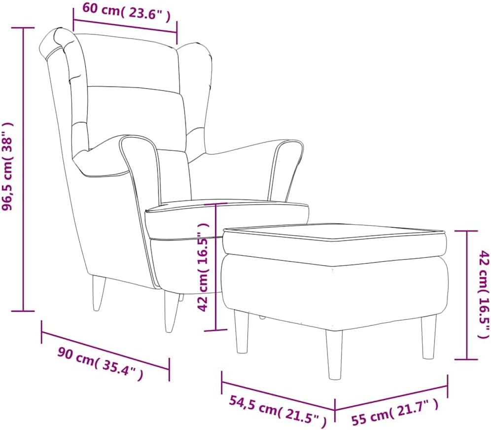vidaXL Ohrensessel mit Hocker Armlehnen Fernsehsessel Polstersessel Loungesessel Wohnzimmersessel TV Sessel Ruhesessel Relaxsessel Senfgelb Samt