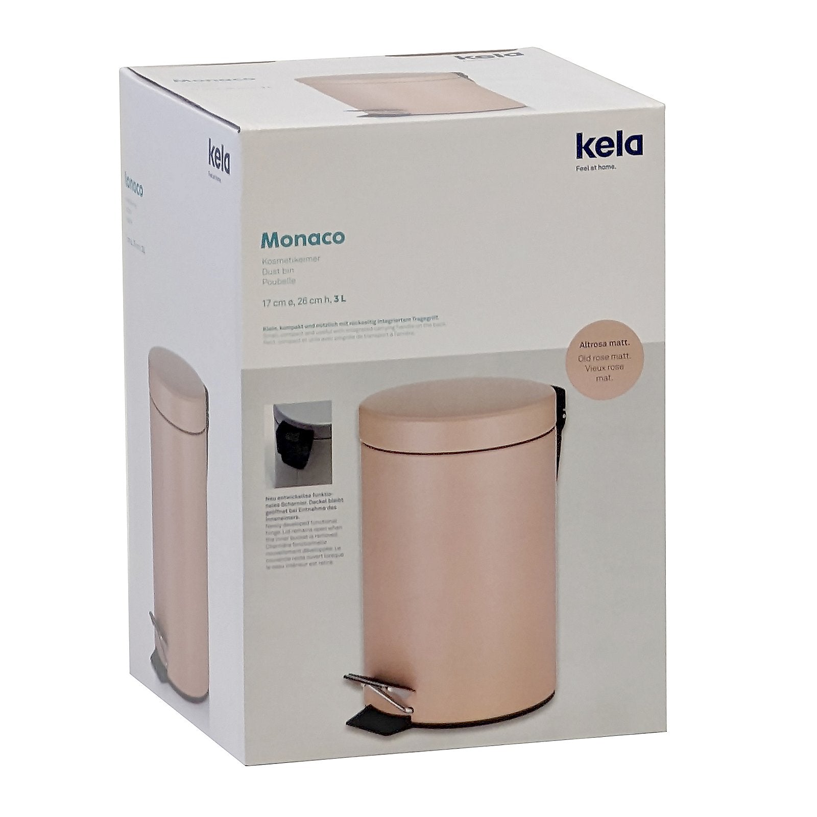 Monaco Pedaal Afvalemmer  - 3 liter - Roze - Kela