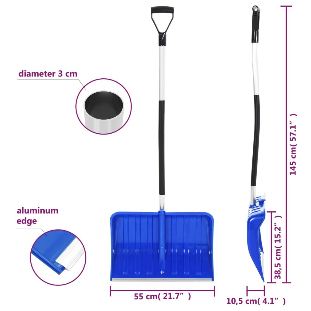vidaXL Sneeuwschuiver blauw 145 cm aluminium